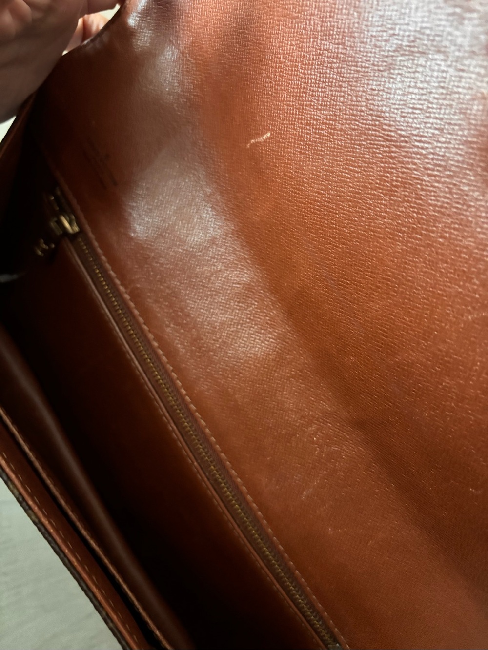 Louis Vuitton Monogram Foldover Clutch in Brown & Tan Leather Trim - Picture 6 of 10